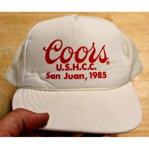 Vintage Coors Hat 80s Trucker White Beer Cap San Juan, 1985‎ U.S.H.C.C. Herald